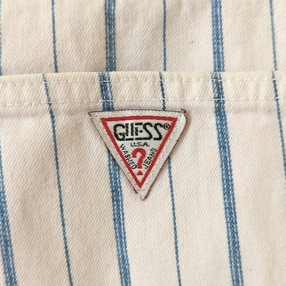 Guess by Georges Marciano 80's Vintage Relaxed High Rise Striped Jean Shorts 2 - Picture 11 of 12